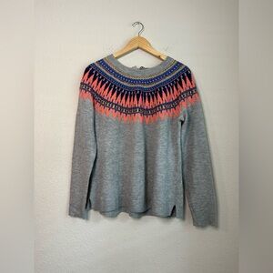 Caslon Grey Fair Isle Tie Back Sweater Size Medium